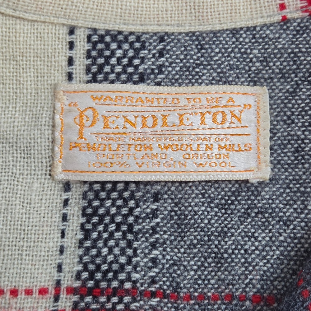 Pendleton 49er Shirt Jacket Womens L Red Gray Plaid Vintage 50s 60s Shacket - Picture 3 of 9